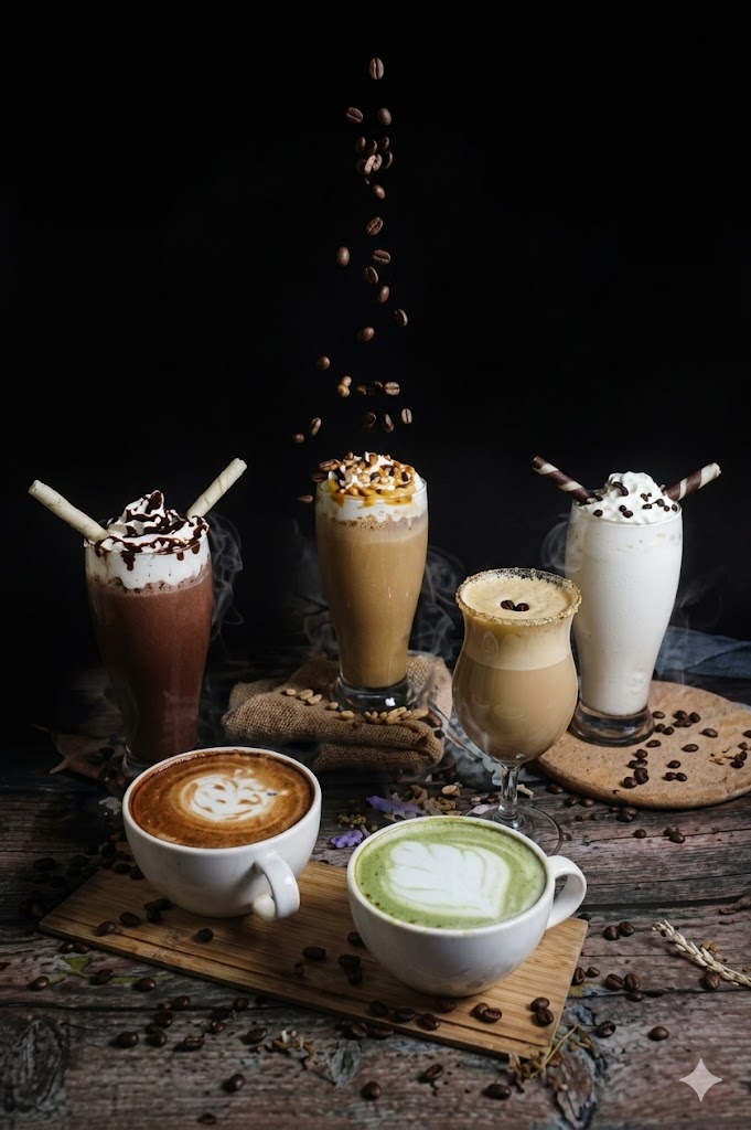 Signature coffee and latte selection
