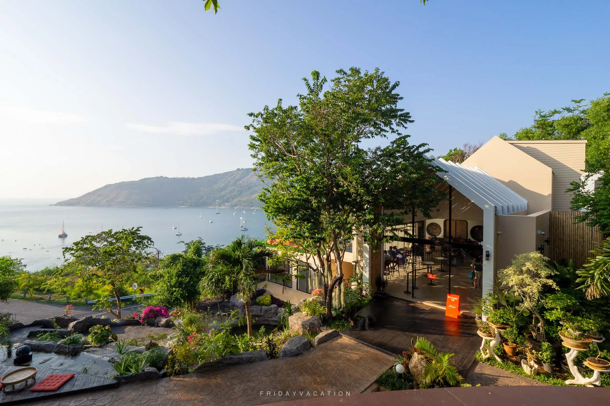Summore Day Cafe sunset view over the Andaman Sea in Rawai, Phuket