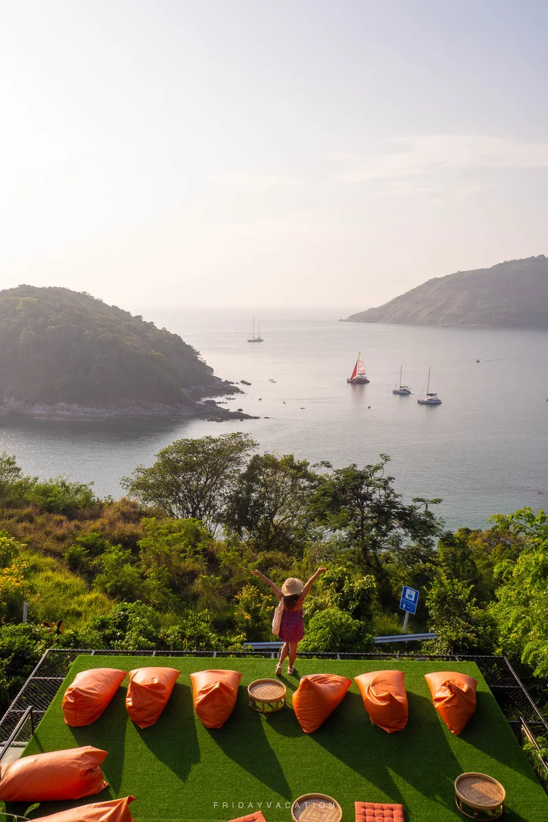 Sunset bean bag deck overlooking Andaman Sea
